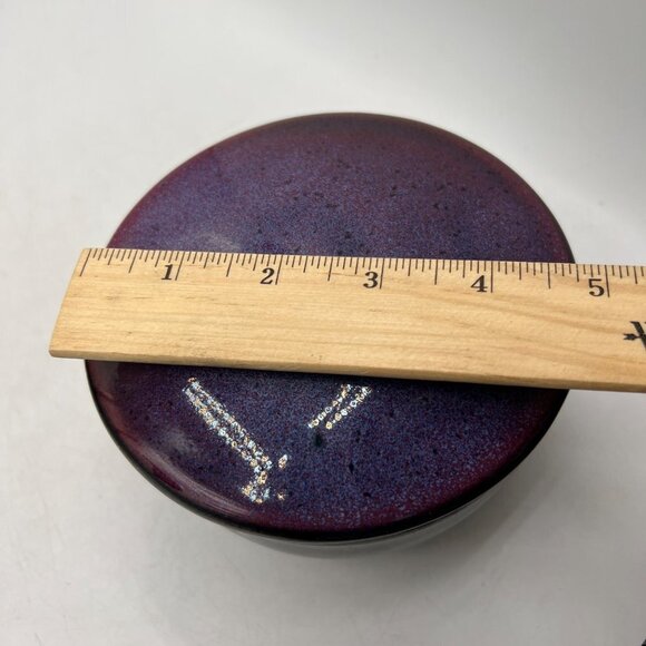 Studio Pottery Stoneware two piece jar vessel container purple glaze - Picture 10 of 12